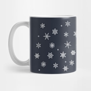 Snowflakes on teal background Mug